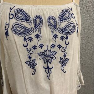 White and blue detailed dress. Worn once.